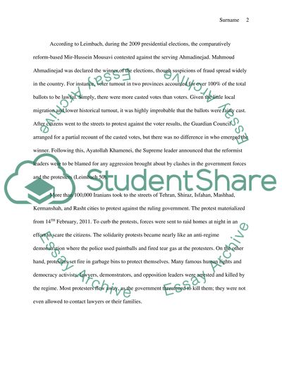 Street Protests As The Aftermath Of 2009 Presidential Election And Human Rights Violation