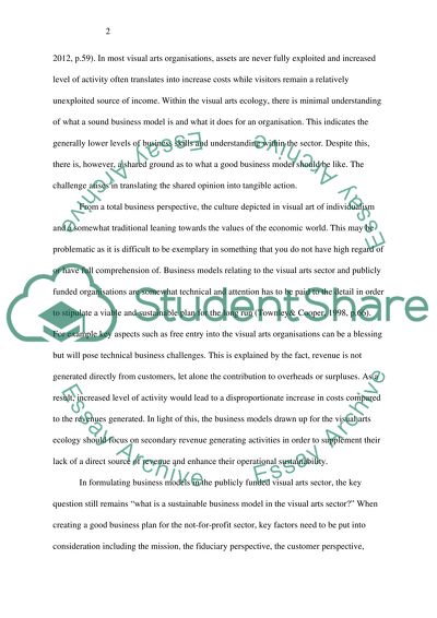 Business Models in Visual Arts Ecology and Public Funded Organisations