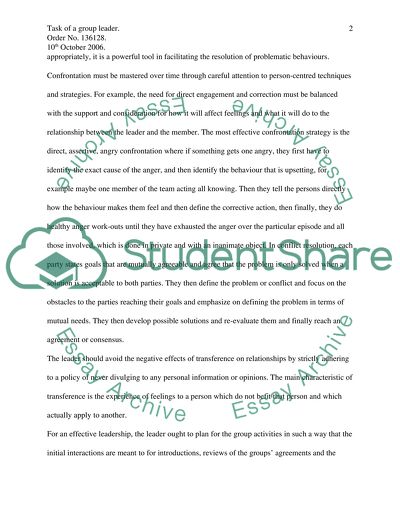 Task of a group leader