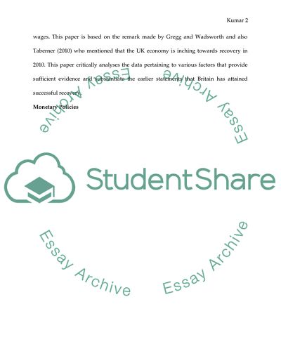 British Economy after Global Recession of 2008