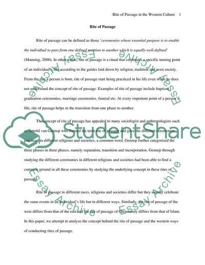 Rite of Passage in the Western Culture