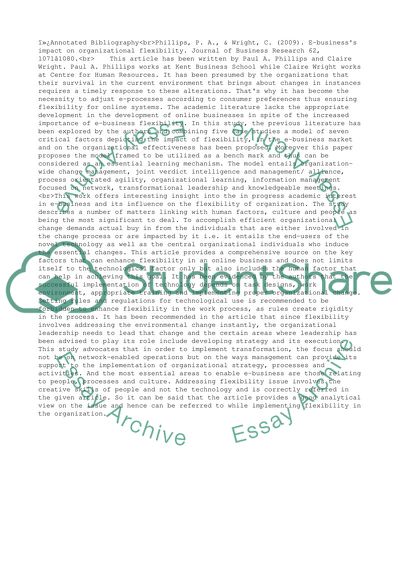 E-Businesss Impact on Organizational Flexibility