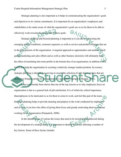 Curtin Hospital Information Management Strategic Plan