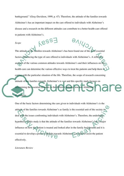 The Attitude towards Alzheimers