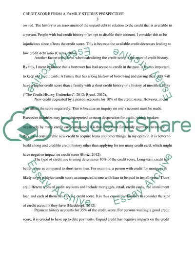 Credit Score from a Family Studies Perspective