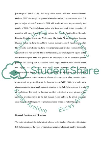 Global Economic crisis and sub-Saharan Africa