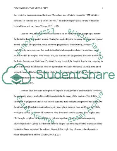 Development of Miami city