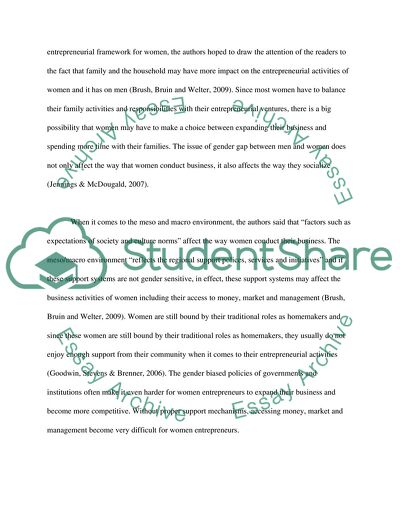 A Gender-Aware Framework for women Entrepreneurship