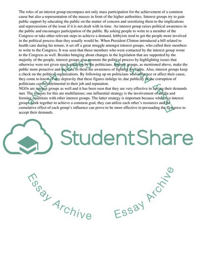 NGOs, WWF and Other Interest Groups