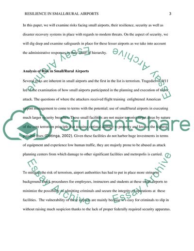 Building and Maintaining Resilience and Security in Small or Rural Airports