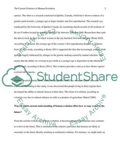 The Current Evidence of Human Evolution