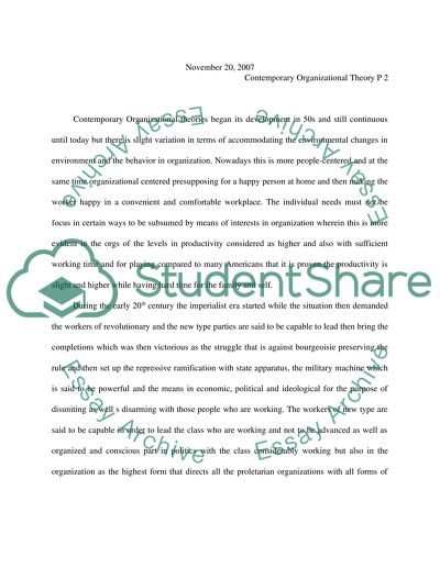 Contemporary Organizational Theories