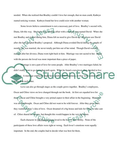 Journal Entry, topic novel The Feast of Love-by Charles Baxter