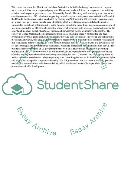 Corporate Governance and Business Ethics in Merck