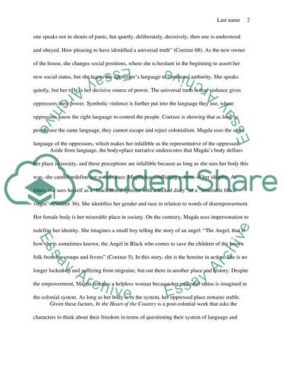 Magdas Unreliability: Language and Body+Place in Coetzees In the Heart of the Country