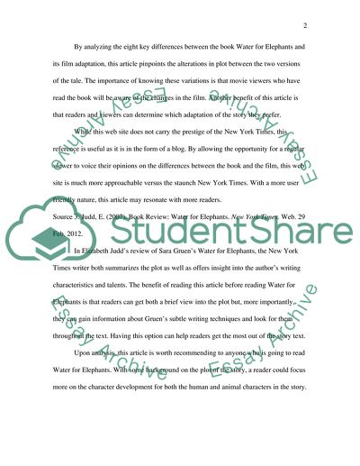 Water for Elephants Novel Project