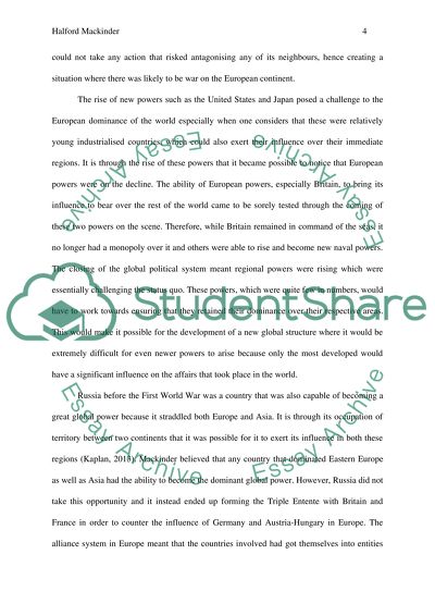 Halford Mackinder and the Situation in Europe before the First World War