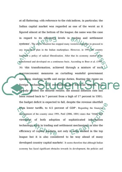 Indian Financial Reforms Influencing the Bombay Stock Exchange