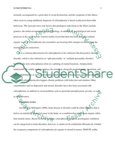 Chronic and Disabling Brain Disorder