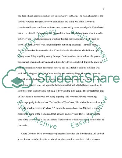 Critical Analysis of Andre Dubus The Curse