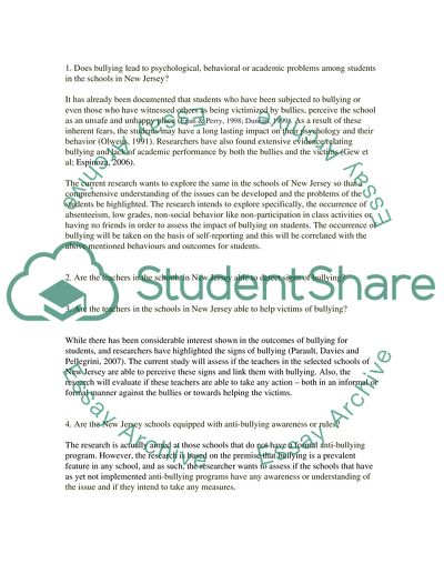 The Extent of Bullying That Is Prevalent in the Counties of New Jersey