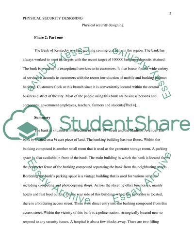 Physical Security Designing in the Bank of Kentucky