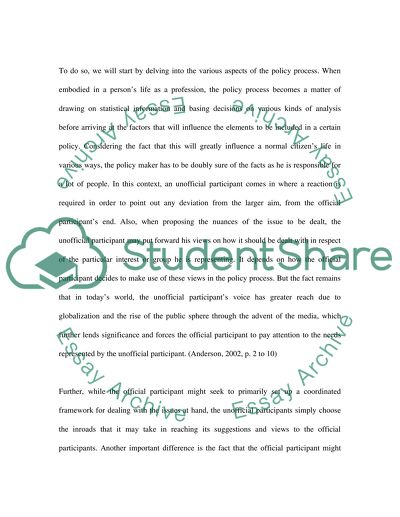 Participants in Policy Process