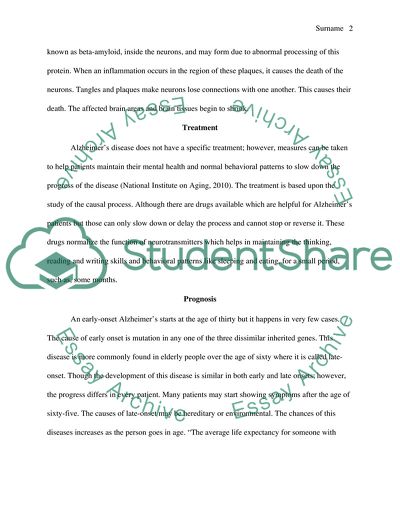 Diagnosis, Treatment, and Prognosis of Alzheimers Disease