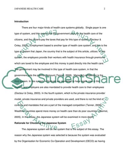 The Japanese Health Care System