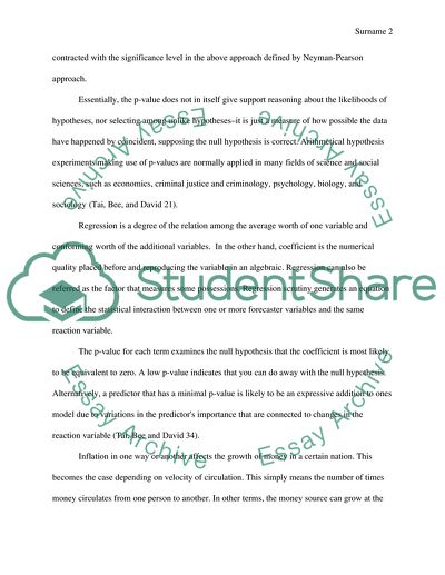 P-value, Inflation, Coefficient and Regression