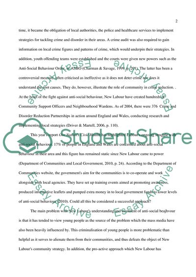 What Role Is the Community Expected to Play in New Labours Vision of Crime Free Neighbourhoods