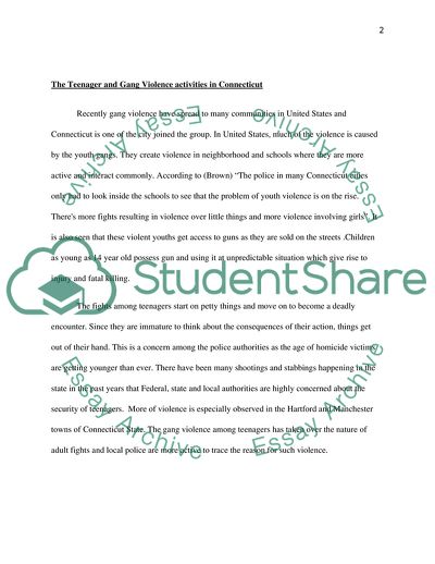 Teenagers and Gang Violence in Connecticut