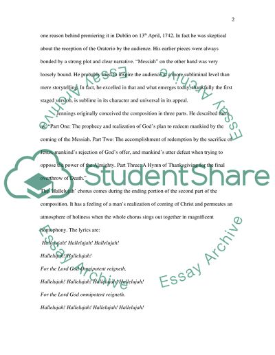 Composition Analysis. Handel, Messiah, Hallelujah Chorus