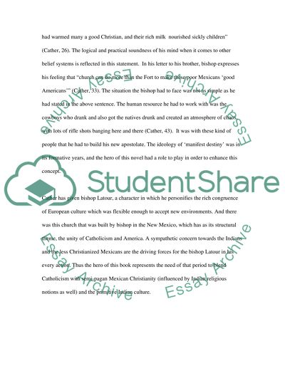 Paper on CATHER, DEATH COMES FOR THE ARCHIBISHOP