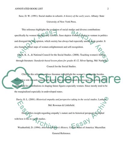 Annotated book list /Social studies book list/ lesson plan