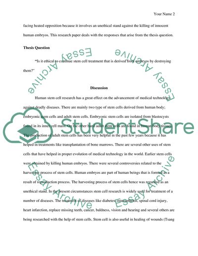 stem cell research paper example