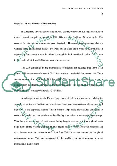 The Regional Pattern of Construction in the Globe