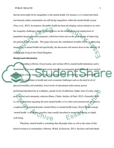 Mental Health Inequalities among the Mentally Ill Older Population in the UK