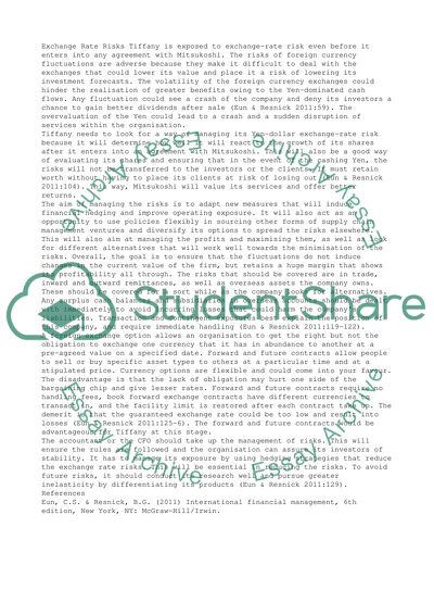 Exchange Rate Risks - Tiffany