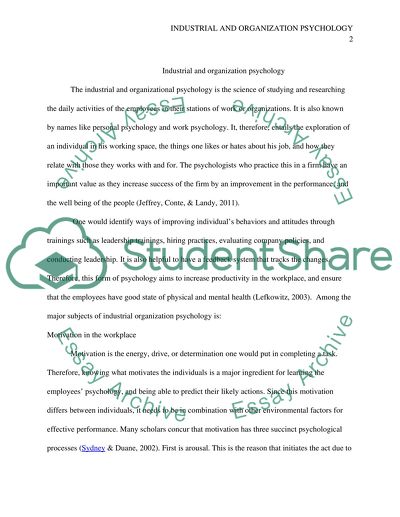 Industrial and Organization Psychology