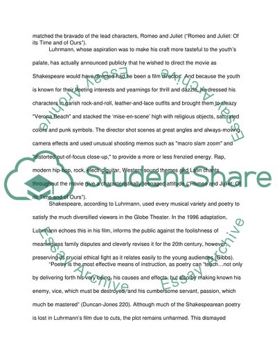 Luhrmanns William Shakespeares Romeo and Juliet Being a Major Departure from Shakespeares Original Work