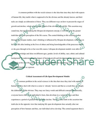 Lifespan Development Have Altered Peoples Perception of the Life Course