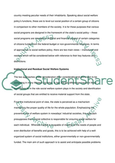 Defining Social Welfare Policy