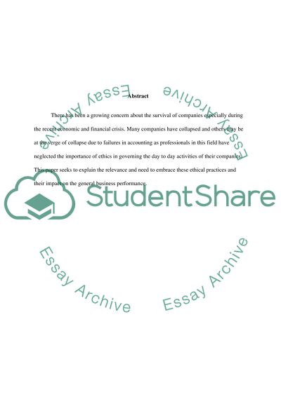 Accounting Ethics and Impact on Business Performance