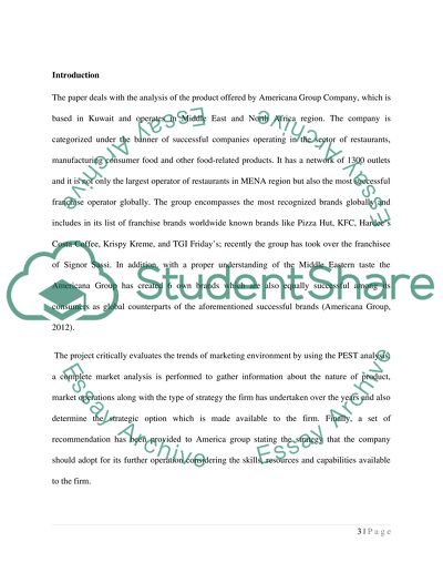 The Strategic Options for Americana Group Company