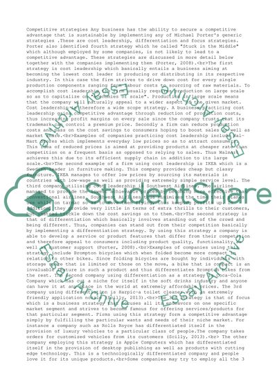 Competitive Strategies in Business