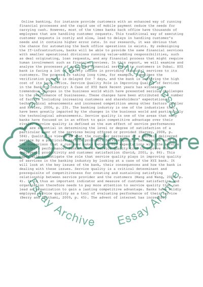 Service quality management