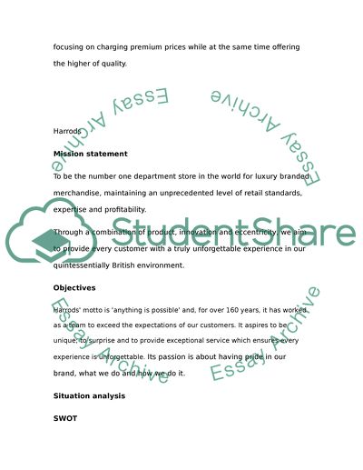 Marketing plan (Harrods)