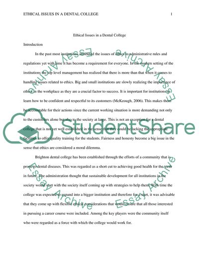 Ethical Issues in a Dental College