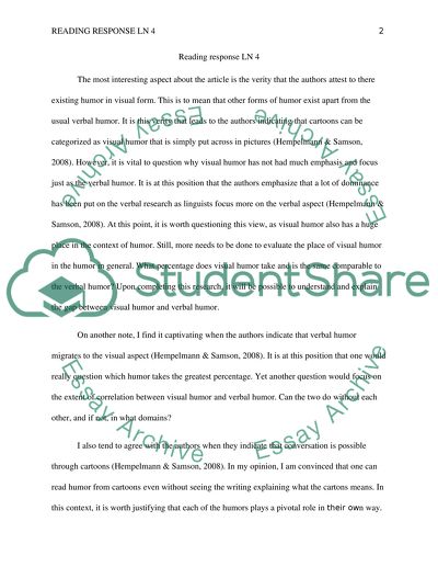 Reading response LN 4